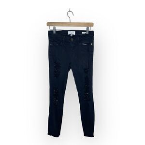 FRAME Denim Le Skinny Distressed Black Jeans Size 27